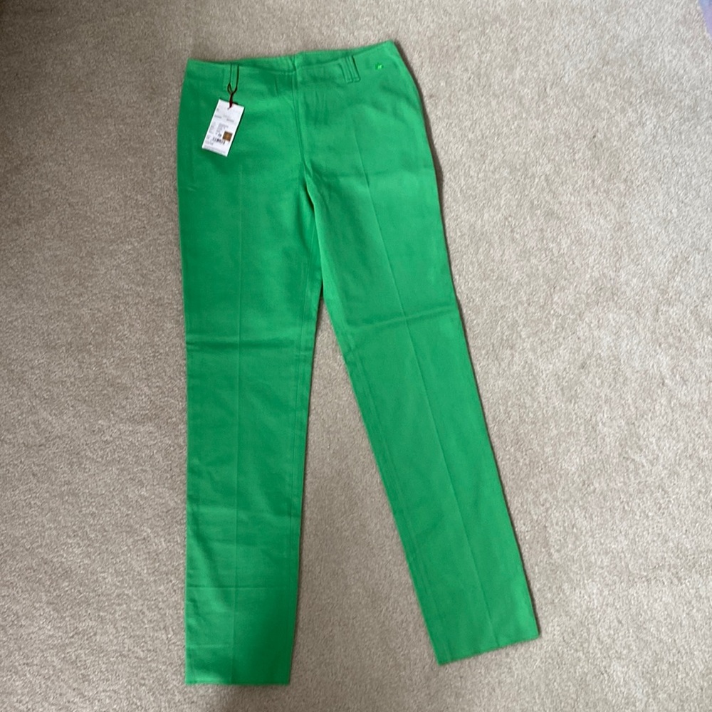 Burberry green side zip pant. Size: European 42. NWT.